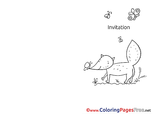 Fox printable Invitation Coloring Sheets