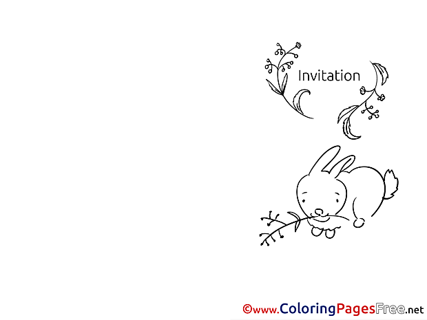 Hare eats Grass free Colouring Page Invitation