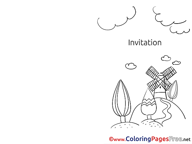 Mill download Invitation Coloring Pages