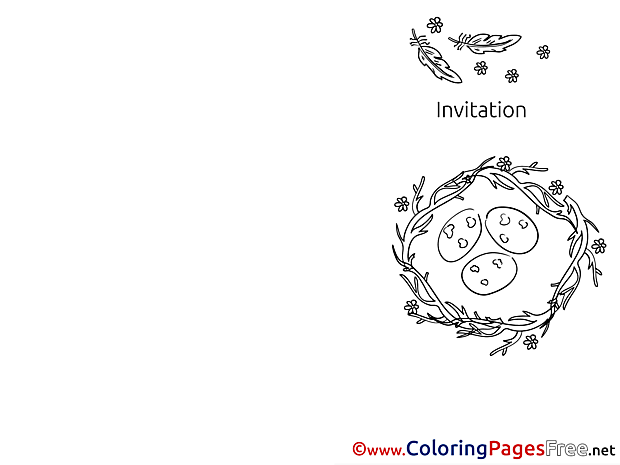 Nest Kids Invitation Coloring Pages Eggs