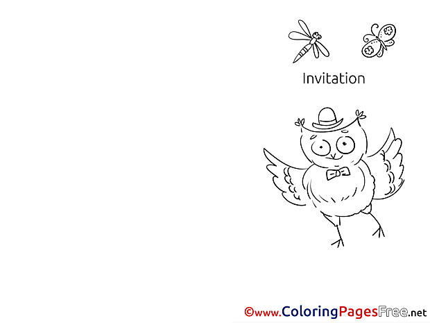 Owl Coloring Pages Invitation