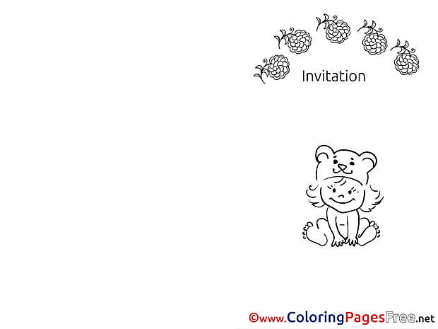 Raspberry Colouring Sheet download Invitation