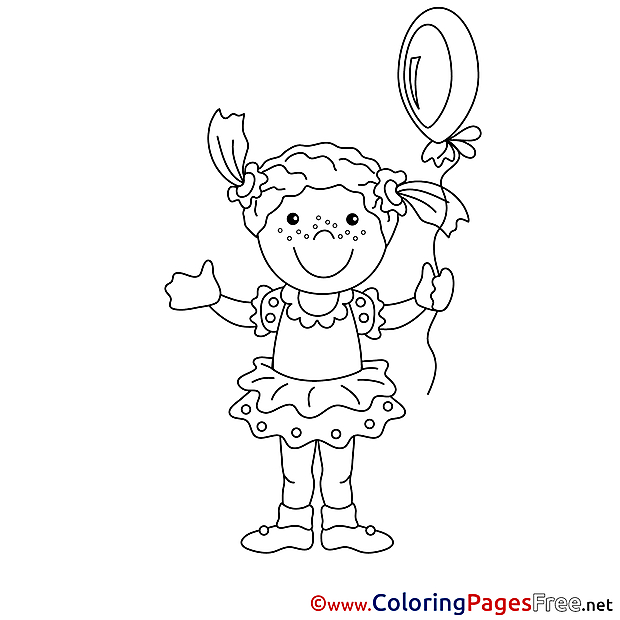 Balloon Girl download Colouring Sheet free