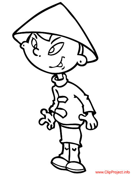 Cartoon kid coloring sheet