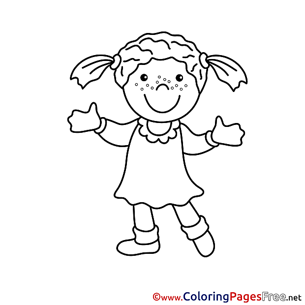 Dress Girl Colouring Page printable free