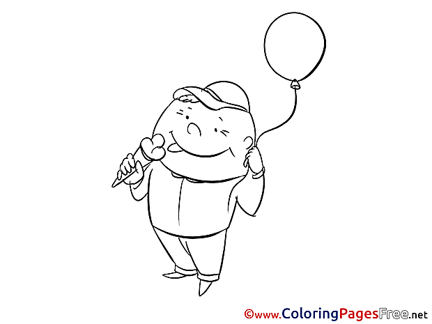 Balloon Boy eats Ice-cream Colouring Sheet download free