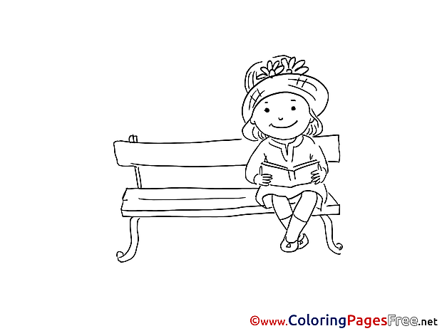 Bench Girl Kids download Coloring Pages