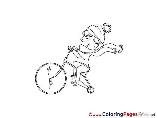 Bicycle Colouring Page printable free Boy