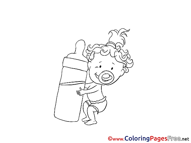 Bottle of Milk Kids free Coloring Page