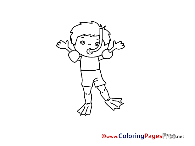 Diver Children download Colouring Page