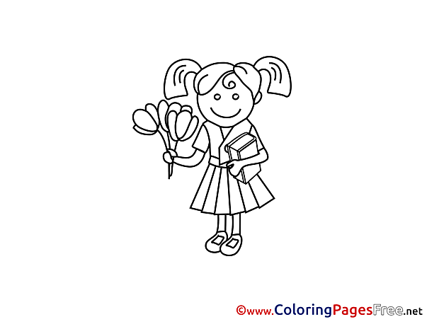 Flowers Coloring Sheets download free Girl