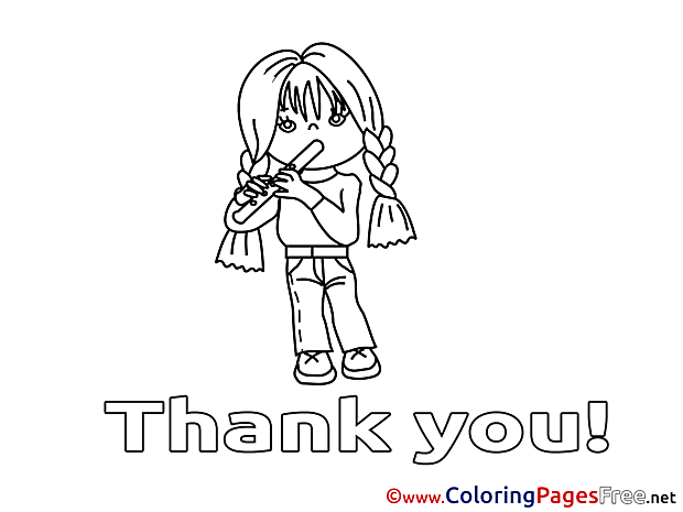 Flute download printable Coloring Pages Girl