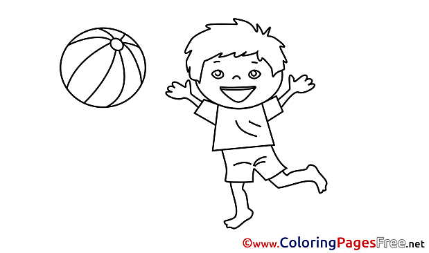 Free Boy plays Ball Colouring Page download