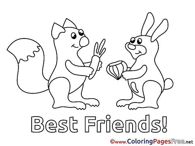 Friendship Animals Colouring Sheet download free