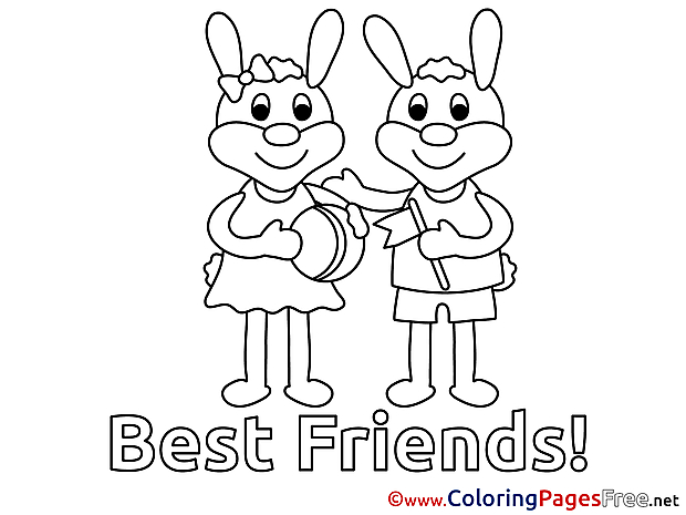 Hares for free Coloring Pages download Friends