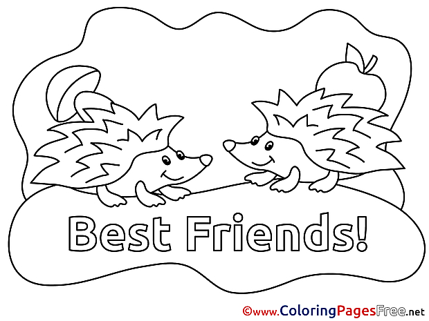 Hedgehogs Friends Kids free Coloring Page
