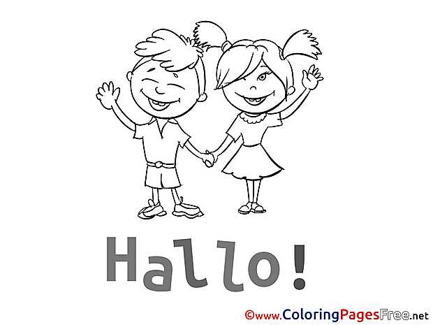 Hello Colouring Page Kids printable free