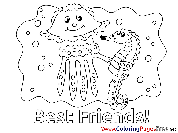 Jellyfish Friends Children Coloring Pages free