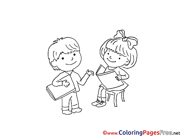 Kids read Books free Colouring Page download