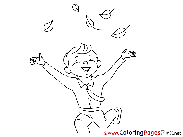 Leaves Kids free Coloring Page