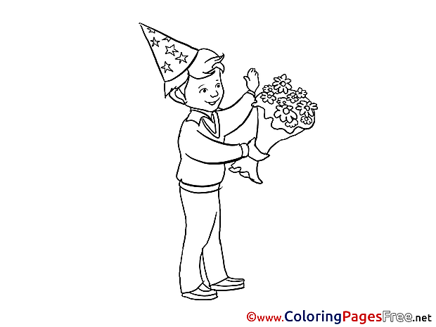 Party free Colouring Page download Boy