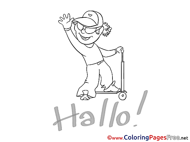 Scooter for Kids printable Colouring Page