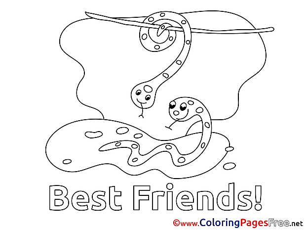 Snakes Colouring Page printable free Friends