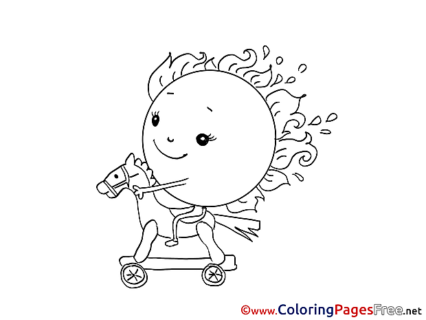 Sun on Horse free printable Coloring Sheets