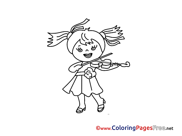 Violin for Children free Coloring Pages Girl