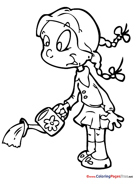 Watering Can Coloring Sheets Girl download free