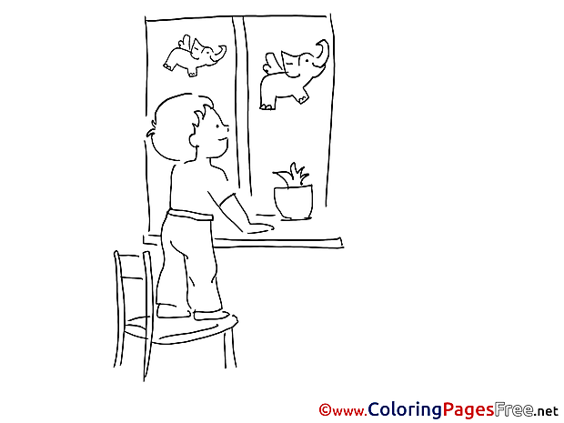 Window Coloring Pages for free Kindergarten