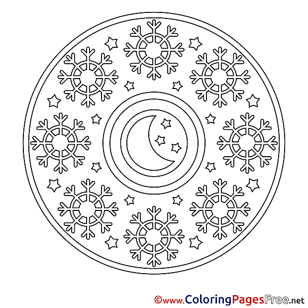 Night Mandala Coloring Pages free