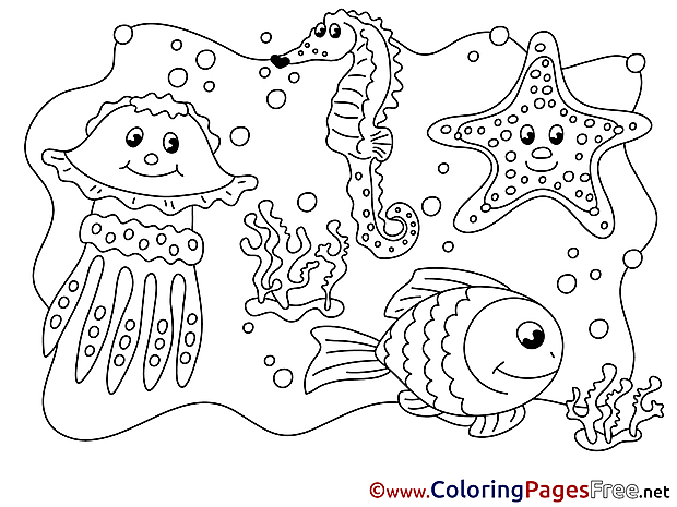 Animals in the Ocean free printable Coloring Sheets