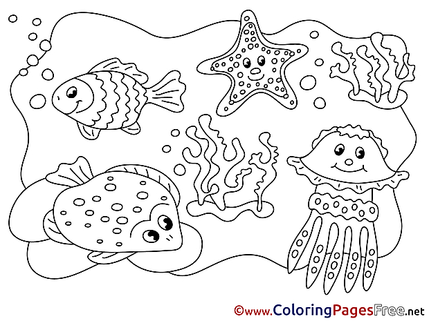 Marine Animals Children download Colouring Page