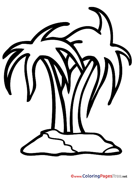 Palms download Colouring Sheet Island free