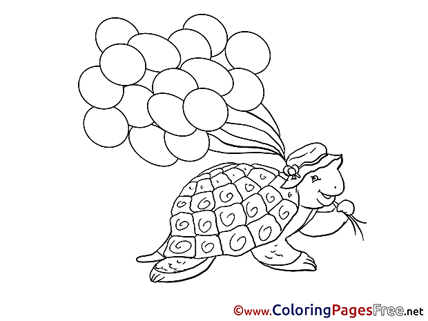 Turtle Kids free Coloring Page