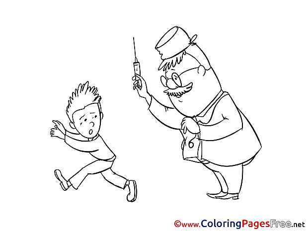 Boy Doctor Syringe free printable Coloring Sheets