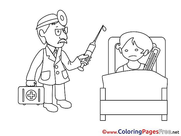 Hospital Ward for Kids printable Colouring Page