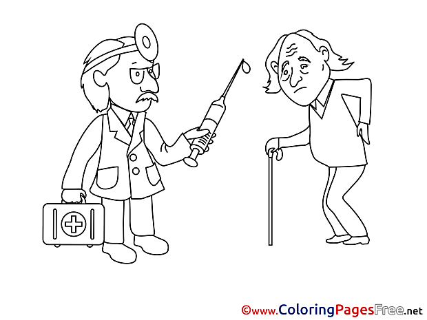 Old Man Doctor free printable Coloring Sheets