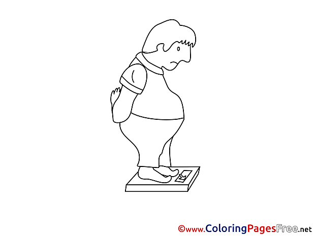 Overweight Man free Colouring Page download