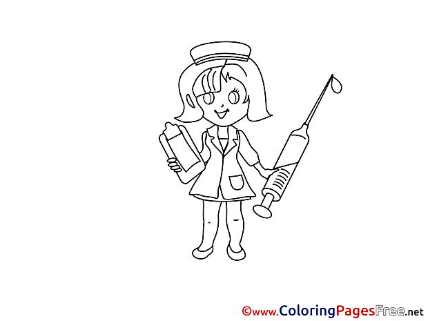 Syringe Nurse Children download Colouring Page