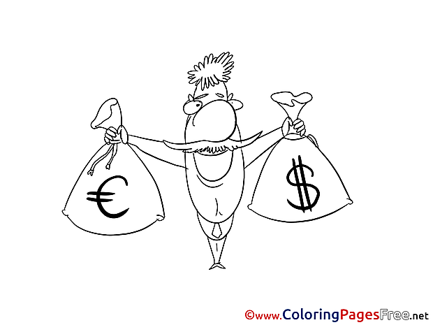 Bags Money Colouring Sheet download free