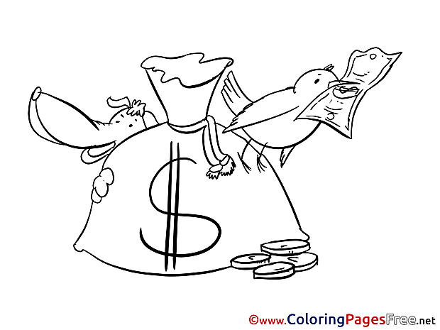 Bird Dog Bag Money download Colouring Sheet free