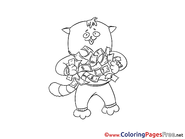 Cat Money for free Coloring Pages download