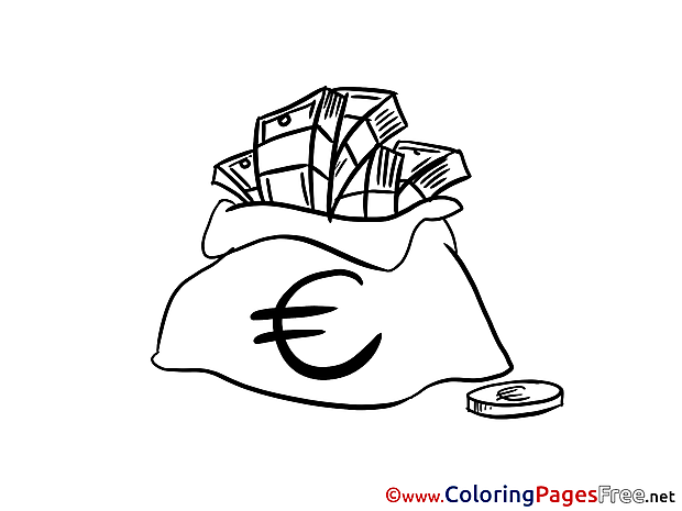 Euro Bag Money free Colouring Page download