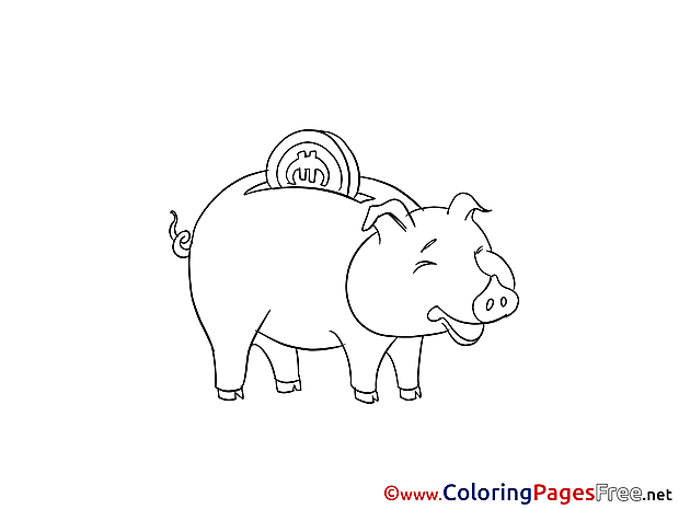 Piggy Bank Money printable Coloring Pages for free