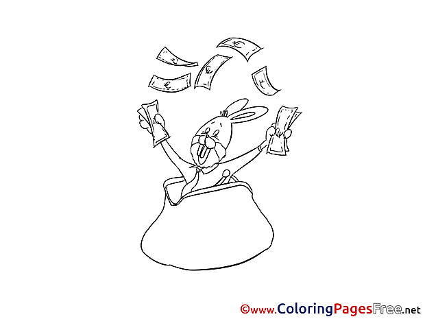 Rabbit Money Bag Kids download Coloring Pages