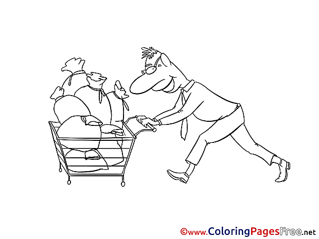 Trolley Money Colouring Sheet download free