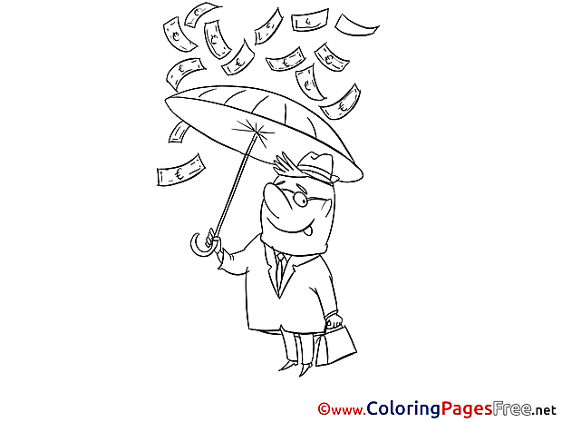 Umbrella Money Man download printable Coloring Pages