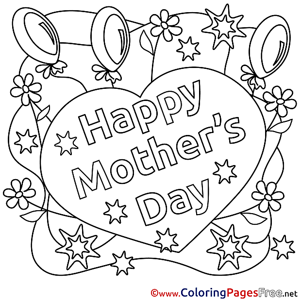 Balloons Mother's Day Flowers Coloring Pages download